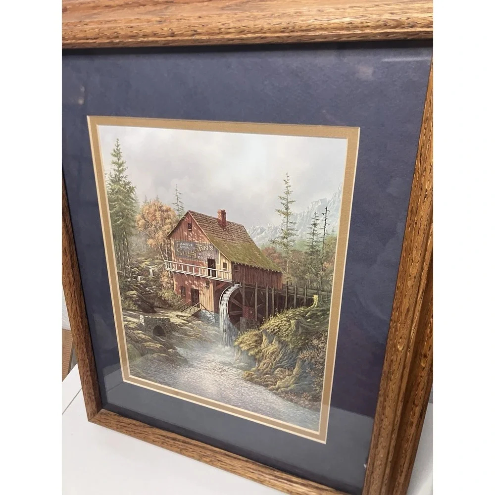The Well By Daniel Ridgewell Knight Art Print Country Triptych Oak Frame 16x13